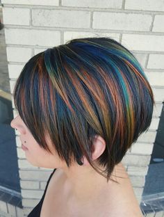 If you have short or medium hair and want some color suggestions, this  gallery is Lauren Ashley, Mohawks, Multicolored Hair, Oil Spill, Hair Styles 2017, Short Hair Color, Oil Slick, Haircut And Color, Amazing Hair