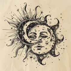 Modern Sun And Moon Tattoo Sketches Sun And Moon Sleeve, Sun Moon Drawing, Sun Moon And Stars Tattoo, Sun And Moon Tattoos, Family Quotes Tattoos, Mean Girls Burn Book, Pisces Tattoo Designs, Sun And Moon Tattoo, Moon Tattoos