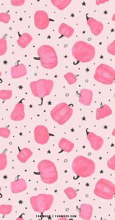 pink watercolor hearts and stars on a light pink background