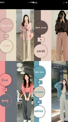 Cloth Combinations Woman, Color Coordination Outfits, Pink Colour Combinations Clothes, Mix And Match Pink Outfit Hijab, Colour Matching Clothes, Pink Outfit Color Combos, Pink Combination Outfit, Pink Color Combinations Outfit