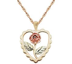 A rose by any other name... Display your love and affection with this stunning open heart pendant. From Black Hills Gold. Heart Pendant Necklace With Rose Design For Anniversary, Anniversary Heart Pendant Necklace With Rose Design, Mother's Day Heart Pendant Jewelry With Rose Design, Mother's Day Heart Pendant With Rose Design, Rose-colored Jewelry For Valentine's Day Anniversary, Rose Design Rose Gold Jewelry For Anniversary Gift, Rose Design Rose Gold Jewelry For Anniversary, Rose Gold Jewelry With Rose Design For Anniversary Gift, Rose Gold Jewelry With Rose Design For Anniversary