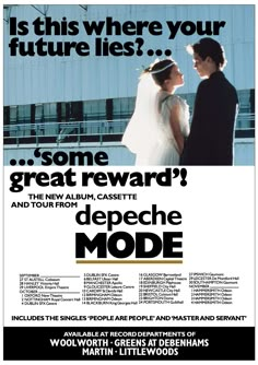 a movie poster for the film depeche mode, which features two people standing next to each other