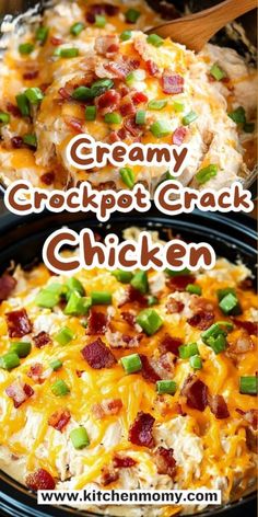 creamy crockpot cracker chicken with bacon and green onions