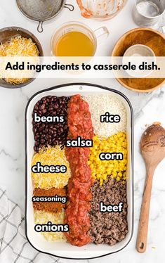 the ingredients to make an enchilada casserole dish