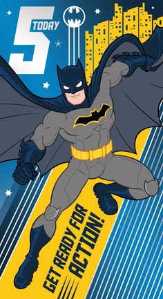 batman birthday party poster with the number 5 on it