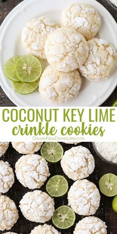 coconut key lime crinkle cookies on a plate