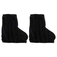 two pairs of black velvet boots on a white background