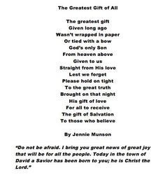 the greatest gift of all poem by person