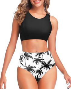 Amazon.com: Tempt Me Women Two Piece High Waisted Bikini Set Sporty Swimsuits Bathing Suit with Bottom for Teen Girls : Clothing, Shoes & Jewelry Sporty Swimsuits, Athletic Bikinis, Modest Bathing Suit, Swimsuits Sporty, Summer Things, Spandex Top, Set Style, Padded Sports Bra