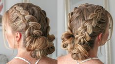 Double Dutch Braid Mini Buns Missy Sue YouTube Waterfall French Braid, Double Dutch Braids, Braided Bun Tutorials, Dutch Braid Bun, Dutch Braid Updo, French Braid Buns, Two Dutch Braids, Chignon Updo, French Braid Updo