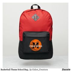 Basketball Theme School Bag With Name Initials School Monogram, Basketball Theme, Name Initials, Fathers Day Cards, School Bag