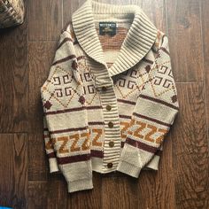 True Vintage Grandpa/ The Dude Sweater! Acrylic And In Great Used Shape. The “Sears” Part Of The Tag Was Cut Out But Otherwise It Looks Nearly New. Tag Reads Medium And Seems To Be Men’s But Could Be A Great Oversized Look For Fall! True Vintage, Western Wear, Sweater Cardigan, Cut Out, Men Sweater, Man Shop, How To Wear, Color