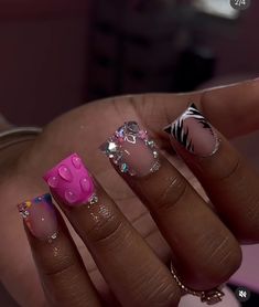 Yk2 Short Nails, Nail Set Ideas Short, Halloween Nails Short Acrylic, Nail Inspiration Short Nails, Dope Nail Designs Short Length, Junk Nails Short, Short Birthday Nails, Braided Nails