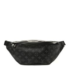 This is an authentic LOUIS VUITTON Monogram Eclipse Discovery Bumbag. This stylish belt bag is crafted of Louis Vuitton monogram coated canvas in black and grey with black leather trim. The bag features an adjustable black leather belt strap with polished dark silver hardware and a rear zipper pocket. The top zippers open to a black fabric interior. Black Monogram Canvas Bag With Removable Pouch, Black Monogram Canvas Bags With Removable Pouch, Designer Black Bags With Monogram Print, Black Monogram Canvas Bag With Monogram Print, Black Monogram Canvas Bags With Monogram Print, Luxury Travel Belt Bag With Logo, Luxury Black Belt Bag With Removable Pouch, Luxury Black Bag With Monogram Print, Luxury Black Bags With Monogram Print