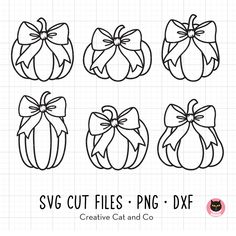 svg cut files for pumpkins with bows and bows on the top, in different sizes