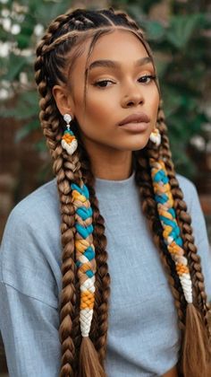 pretty braided hairstyles black women short Box Braid With Beads, Half Up Half Down Box Braids, Beaded Braids Hairstyles, Elegant Hairstyles For Long Hair, Box Braids Jumbo, Bridesmaid Updo, Afro Braids, Gorgeous Braids, Big Braids