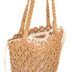 Hvisk | Lolly Tote in Tan / Brown Small net bag made with macramé technique. The bag has one big compartment.H30 cm x W29 cm x D14 cmMain Material: Cotton, Lining: 100% Recycled Polyester Braided Crochet Tote Bag For Shopping, Eco-friendly Macrame Tote Bag, Eco-friendly Macrame Tote Shoulder Bag, Braided Bucket Bag For Everyday Use, Beige Macrame Tote Beach Bag, Beige Macrame Tote Shoulder Bag, Brown Macrame Bags For Travel, Cream Macrame Bag For Everyday Use, Beige Macrame Beach Tote Bag