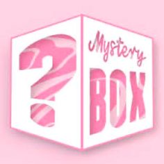 a pink box with the number two in it that says mystery box on top of it