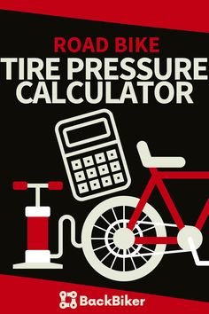 the mountain bike tire pressure calculator is shown in white on a black background