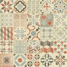 an assortment of different patterns and designs on a white background, including black and grey tiles