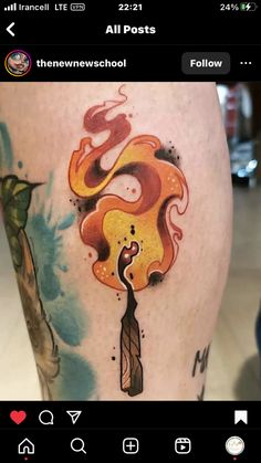 Neo Traditional Match Tattoo, Simple New School Tattoo, Tattoo Art Traditional, Neo Trad Flames, Small Tattoo Color, Small Neotraditional Tattoo Design, Newschool Tattoos Design, Neo Traditional Flash Tattoo, Nighttime Tattoo