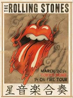 the rolling stones concert poster for tokyo on fire tour