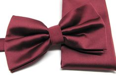 "Beautiful silk pre tied and adjustable double tiered banded bow tie. Will adjust from 13\" through 20\" neck. Bow dimensions 2.5\" x 4.5\"." Standard Tie Satin Bow, Satin Standard Tie Bow, Red Satin Standard Bow Tie, Red Tie With Decorative Bow, Red Bowtie, Pocket Square Pattern, Mens Bowtie, Tie Matching, Red Bow Tie