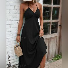 Black Long Summer/Vacation Dress. Never Worn Casual Maxi Dress For Date Night In Summer, Casual Summer Maxi Dress For Date Night, Summer Casual Maxi Dress For Date Night, Black Sleeveless Dress For Vacation, Black Sleeveless Vacation Dress, Sleeveless Black Vacation Dress, Black Casual Beach Midi Dress, Casual Maxi Dress For Vacation Party, Casual Black Maxi Dress For Day Out