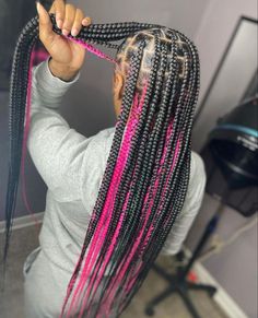 Knotless Braids With Color In The Back, Two Braids With Hair Down, Baddie Braids Hairstyles, Big Knotless Braids, Box Braid Colors Ideas, Big Knotless Box Braids, Baddie Braids, Black Kids Braids Hairstyles, Cute Box Braids