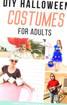 a collage of halloween costumes for adults with text overlay that reads diy halloween costumes for adults