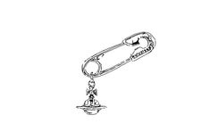 a black and white drawing of a keychain with a chain attached to it