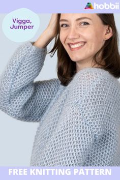 a woman smiling with her hands on her head and the text, free knitting pattern