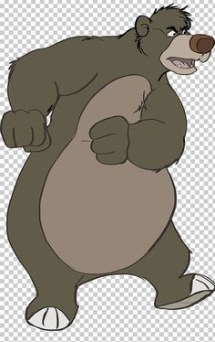 a cartoon bear standing with his arms crossed and pointing to the side, on a transparent background