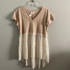 Nwt Beige/Cream. High Low Adorable Summer Wear. Could Be Used As Swimwear Cover, Mini Dress Or Would Look Great With Leggings. Size M. Pit To Pit 21”, Midline To Hem 36”, 30” In Front. Smoke Free Home Happy Poshing Taupe V-neck Summer Tops, Salmon Dress, Floral High Low Dress, Black Linen Dress, Umgee Dress, Floral Babydoll Dress, Flowy Maxi Dress, Animal Print Dresses, Swimwear Cover