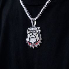 GLD has teamed up with the National Collegiate Athletic Association to introduce the official NCAA Team Pendants. This 14k White Gold piece was meticulously crafted with black and clear hand-set stones with enamel to accurately depict the mascot of the Georgia Bulldogs. Pair this official pendant with a 5mm Tennis Chain to rep the 2023 National Champions. Go Dawgs! . This product is guaranteed for life - GLD will repair the item should you experience any defects in craftsmanship or breakage. Pen Georgia Bulldog Mascot, Go Dawgs, Bulldog Mascot, Tennis Chain, Gold Piece, Vermeil Jewelry, Custom Earrings, Georgia Bulldogs, Pendant Bracelet