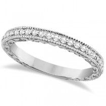 a white gold wedding band with diamonds