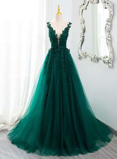 Any things please feel free to contact us: sales@cutedressy.com ******* Product Details******* Product Number:#E0RF Fabric: Tulle Color: Dark Green Neckline: V-neckline Back Style: Lace-up Hemline: Floor Length Making time: 2-3 weeks, Shipping time: 3-5 working days. Custom size/color, Rush Order is available, and no extra cost. ******* Custom Measurements******* For better fitting, You can leave us the following information in the order notes when you check out, and please have a look our measu Dark Green Wedding Dresses, Green Masquerade Dress, Emerald Green Dress Elegant, Dark Green Wedding Dress, Emerald Wedding Dress, Green Fantasy Dress, Green Tulle Prom Dress, Emerald Green Wedding Dress, Prom Dress Ideas