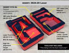 two red and black cases with instructions for inserting the parts in each one's case