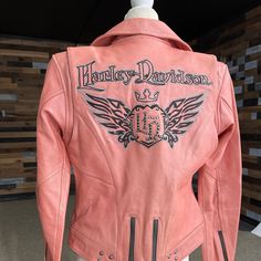 - In Great Condition - 100% Authentic - Genuine Leather - There Are Minor Sign Of Wear, Please See Pictures - Worn Only A Couple Time - Recently Just Received Professional Leather Cleaning - Fast Shipping - Retails For $500 Luxury Long Sleeve Pink Outerwear, Luxury Pink Long Sleeve Outerwear, Designer Fitted Pink Outerwear, Pink Fitted Long Sleeve Biker Jacket, Pink Long Sleeve Biker Jacket For Work, Pink Biker Jacket For Workwear, Fitted Long Sleeve Pink Leather Jacket, Fitted Pink Leather Jacket, Pink Fitted Leather Jacket