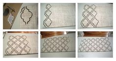 four pictures of different patterns on fabric, including one in black and the other in white