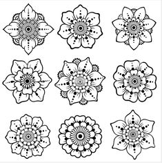 black and white flower designs on a white background stock photo, royalty - free image