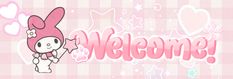 hello kitty wallpaper with the words welcome in pink and white letters, on a checkered background