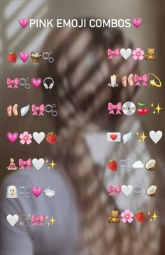 the pink emoj combos are being displayed in front of a woman's face