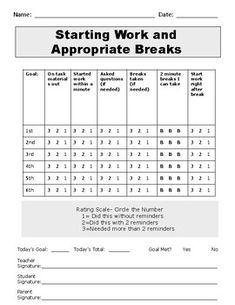 the work and appropriate breaks worksheet is shown in this document, which shows how to