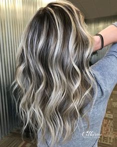 Ashy Cool Blonde, Partial Blonde Highlights, Cool Blonde Highlights, Brunette With Blonde Highlights, Chunky Blonde Highlights, Brown Hair With Blonde, Hair With Blonde Highlights, Types Of Hair Color, Warm Brown Hair