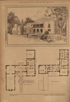 an old house is shown with plans for the first floor and second story, as well as