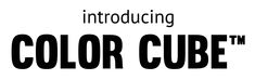 the color cube logo is shown in black and white, with text that reads,