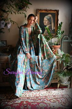 Satin Wrap Robe Bird Print Kimono Bohemian Chic Satin Lingerie | Etsy Bohemian Wedding Robe With Kimono Sleeves, Bohemian Floor-length Wedding Kimono, Bohemian Silk Kimono For Wedding, Blue Bohemian Kimono For Wedding, Bohemian Blue Kimono For Wedding, Honeymoon Sleepwear, Mystical Outfits, Honeymoon Robe, Divine Fashion