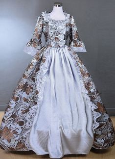 Renaissance Colonial Antique Floral Tea Garden Dress Prom Ball Gown Reenactment Theater Clothing     Condition: Brand New   Color: amp;nbsp; As Picture   Material: Cotton   Silhouette: Ball Gown   Sleeve Length: Full Sleeve   Dresses Length:Floor-Length   Neckline: Square Collar   Decoration: Ruffles + Lace   Style: Vintage   Includes: Dress     Whether you amp;#39;re looking for a Revolutionary,Regency,Early Victorian,Pioneer Women,Old West,Civil War Era,Polonaise Sets,Bustle Eras,Victorian Era Old Fashioned Dresses 1800, Victorian Dress Aesthetic, Full Sleeve Dresses, Victorian Ballgown, Edwardian Era Dress, Gold Outfits, Gothic Victorian Dresses, Full Sleeves Dress, Historical Clothes