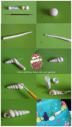 several different pictures of toothbrushes on a green surface